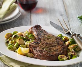 Ribeye Steak and Sautéed Brussels Sprout Skillet Dinner for Two