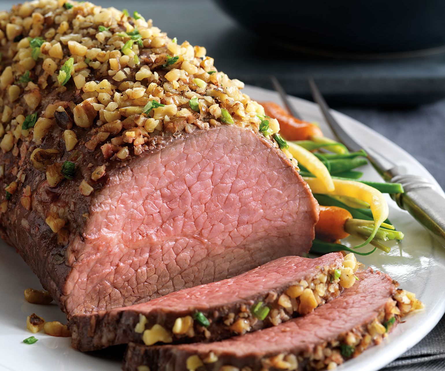 Walnut-Crusted Roast with Blue Cheese Mashed Potatoes