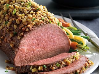 Walnut-Crusted Roast with Blue Cheese Mashed Potatoes