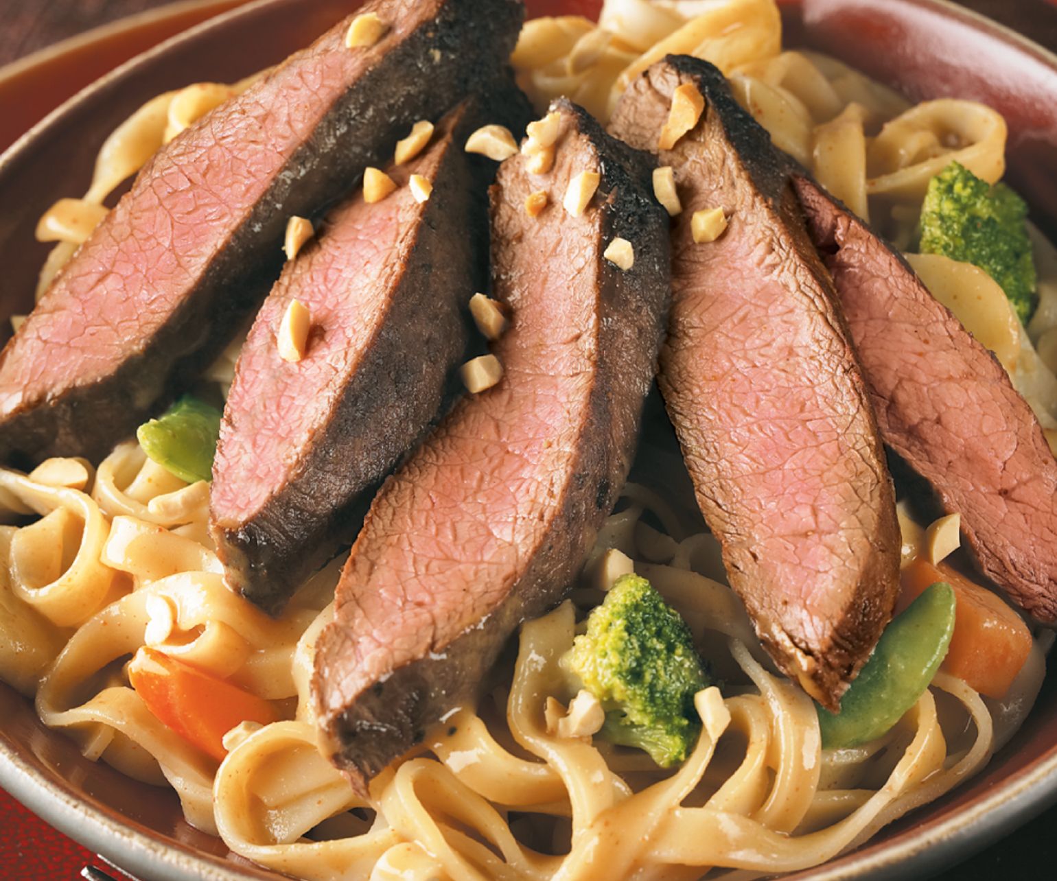 Flat Iron Steaks with Peanut Sauce