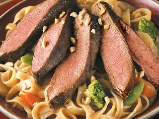 Flat Iron Steaks with Peanut Sauce