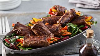 Balsamic-Glazed Skirt Steak Beef Rolls
