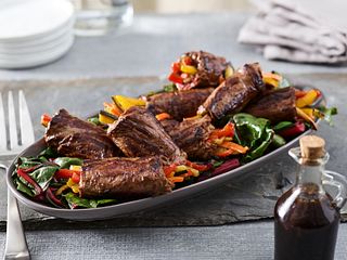 Balsamic-Glazed Skirt Steak Beef Rolls