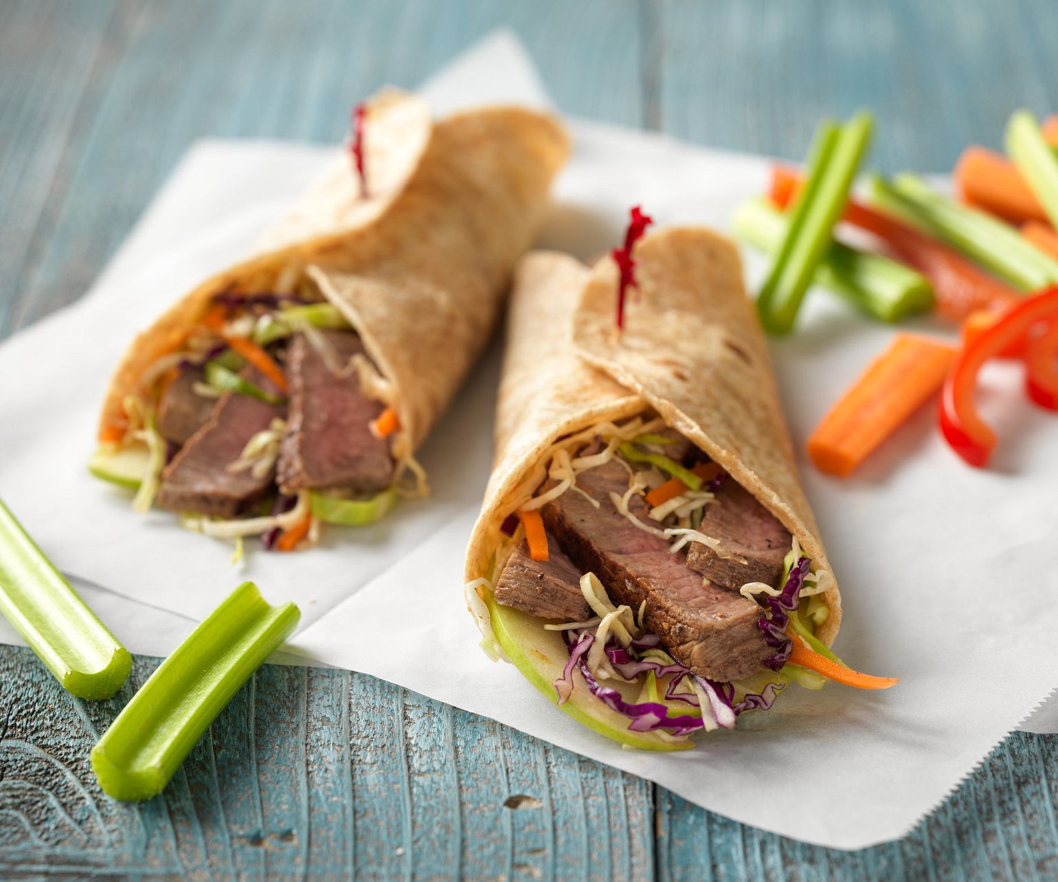 Mu Shu Steak & Apple Wraps