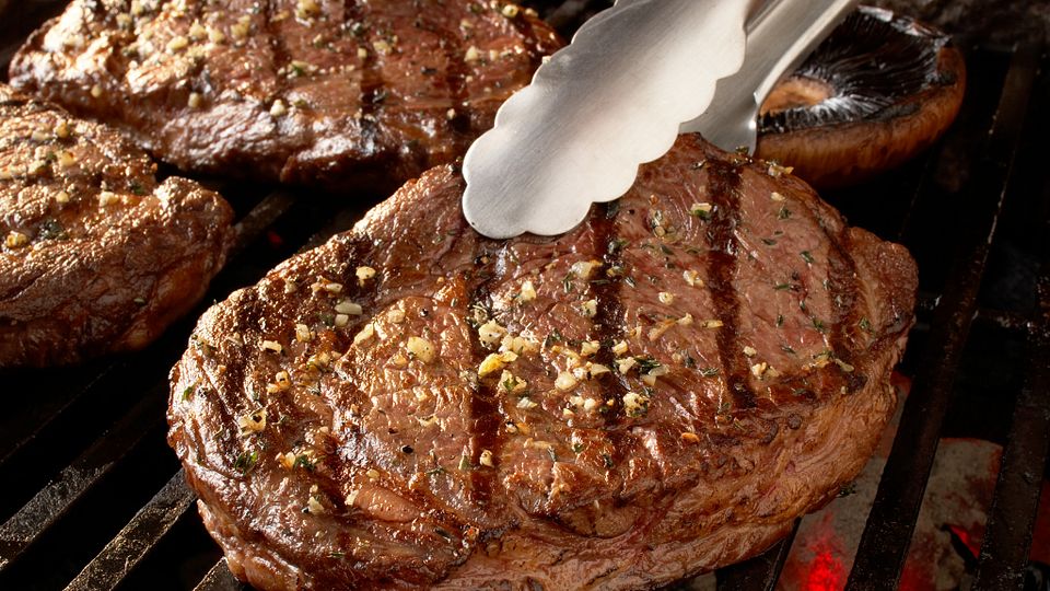 Ribeye Steaks with Blue Cheese Butter and Mushrooms
