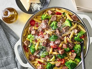 Prime Rib Pasta with Broccoli and Cheese GIF