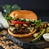 Mushroom Swiss Burger with Jalapeno Aioli