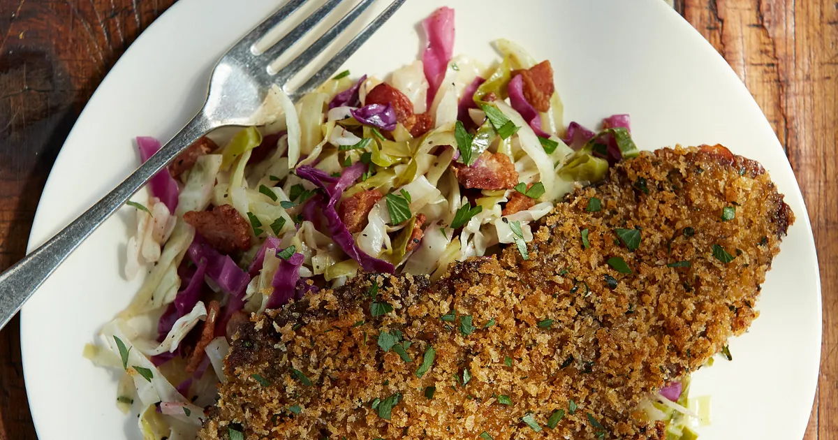 Bavarian Beef Schnitzel with Warm Tangy Slaw | Beef Loving Texans | Beef Loving Texans is your one-s
