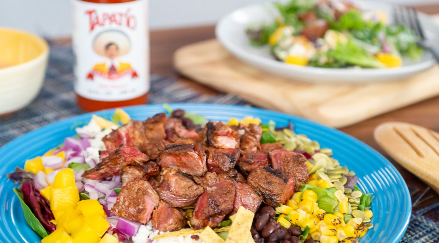 South-of-the-Border Chopped Steak Salad with Creamy Tapatio Hot Sauce™ Dressing