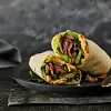 Grilled Szechuan Steak & Bok Choy Wraps with Spicy Peanut Mayonnaise