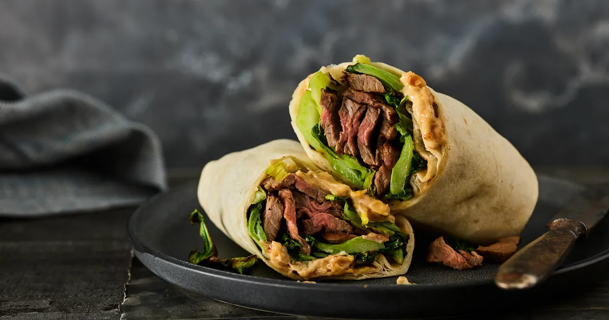 Grilled Szechuan Steak & Bok Choy Wraps with Spicy Peanut Mayonnaise | Beef Loving Texans | Beef Lov