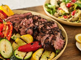 FY23 BIWFD Recipes, Mediterranean Grilled Chuck Steak with Garden Vegetables