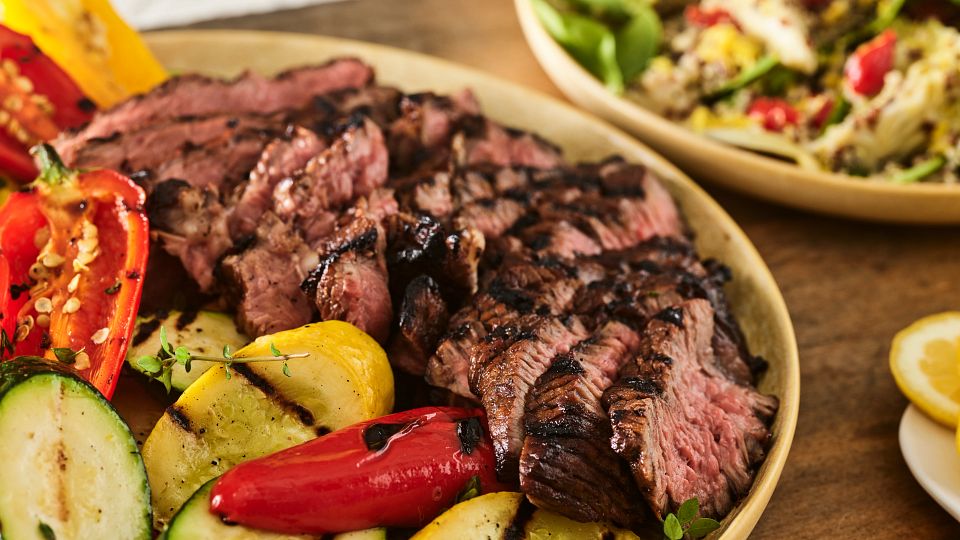FY23 BIWFD Recipes, Mediterranean Grilled Chuck Steak with Garden Vegetables