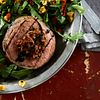 Grilled Beef Flank Pinwheels on Rocket Salad