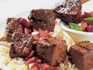 Steak Kabobs with Caramelized Onion Relish