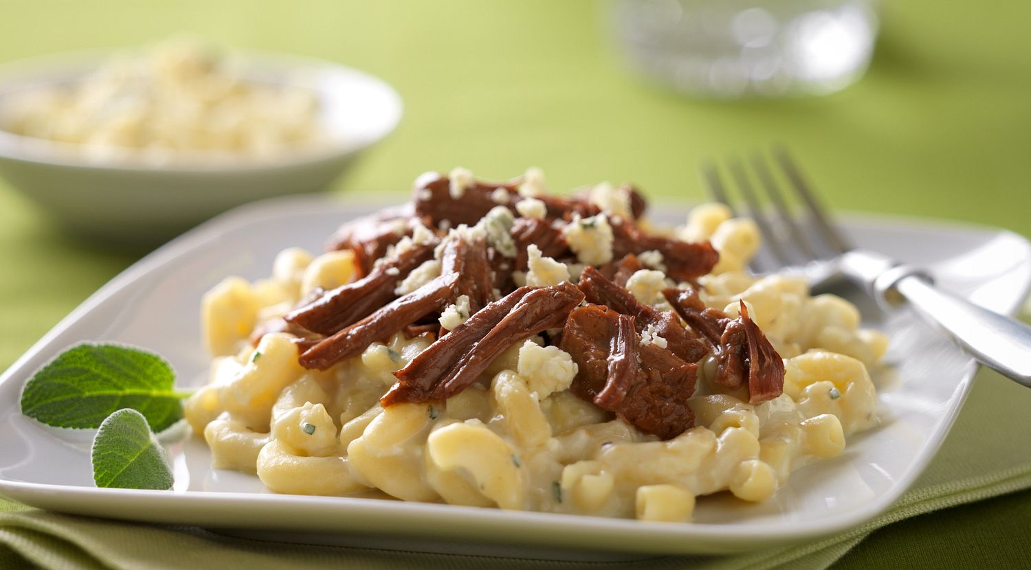Beefed Up Mac & Cheese