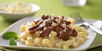 Beefed Up Mac & Cheese