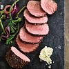 Peppered Top Sirloin Roast with Sautéed Broccolini