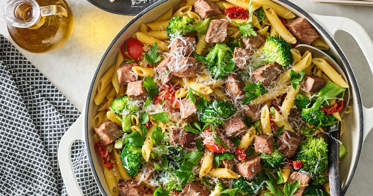 Prime Rib Pasta with Broccoli and Cheese | Beef Loving Texans | Beef ...