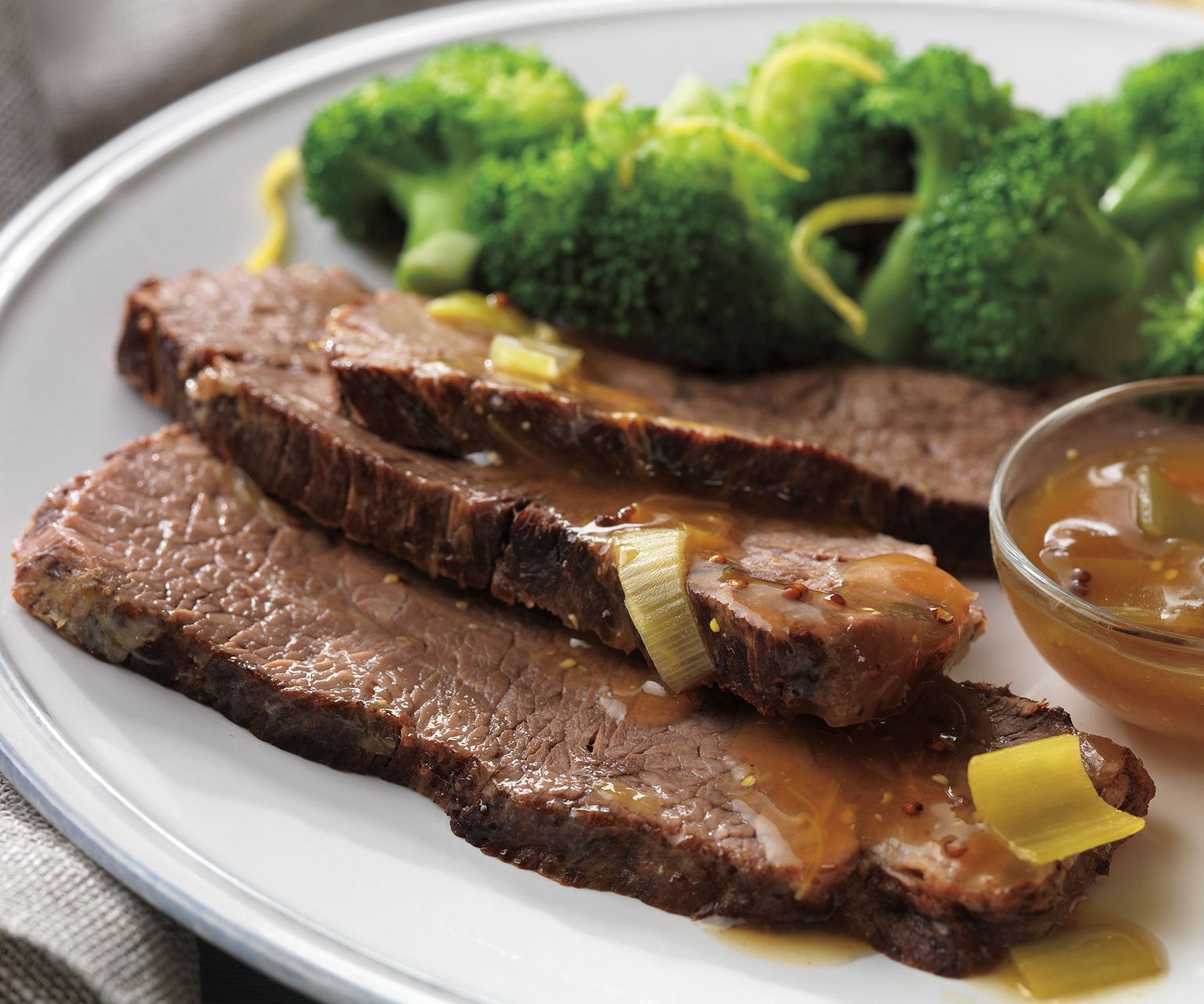 Braised Beef Pot Roast with Leek-Mustard Au Jus