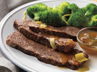 Braised Beef Pot Roast with Leek-Mustard Au Jus
