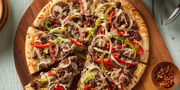 Beef Pepper and Onion Pizza