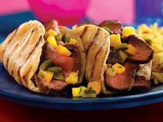 Grilled Steak Tacos with Poblano-Mango Salsa
