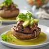 Steak-Stuffed Portobello with Creamy Poblano Sauce