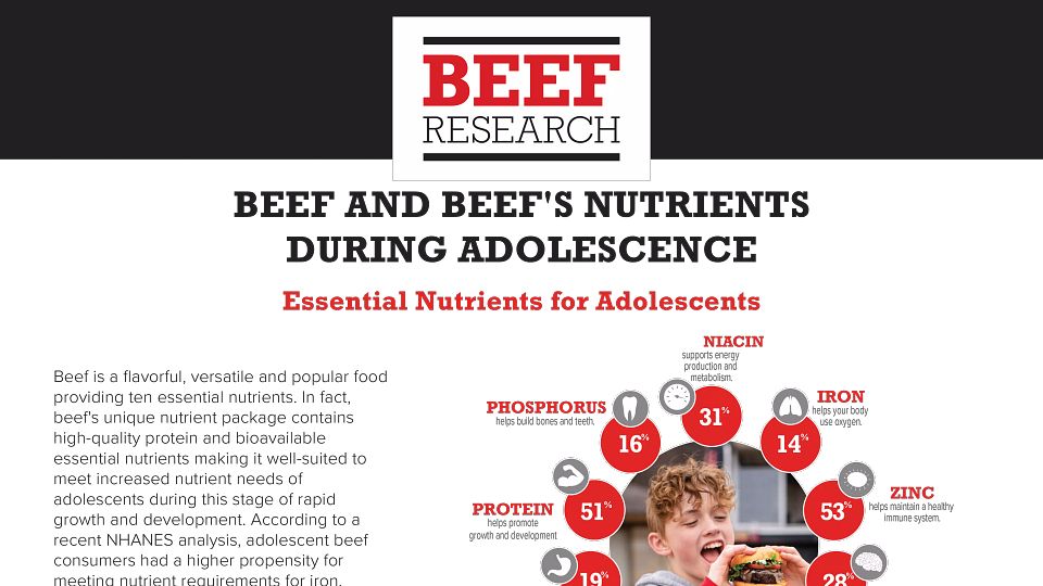 The Role of Beef and Beefs Nutrients During Adolescence