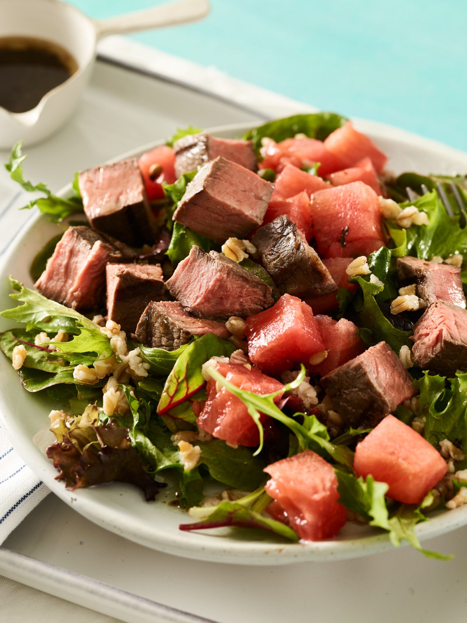 Sous Vide Top Sirloin, Farro and Compressed Watermelon Salad | Beef ...