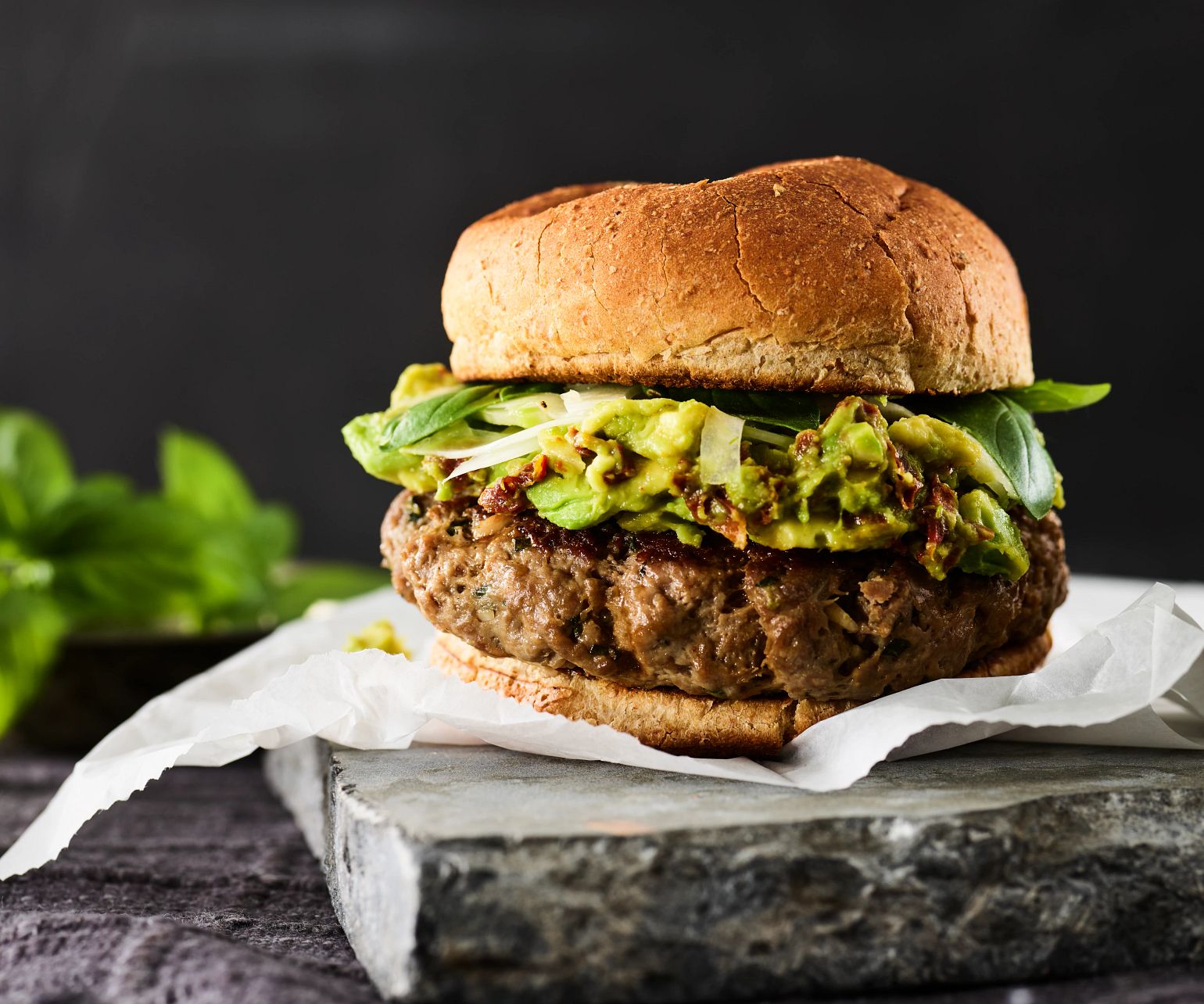 Tuscan Burgers & Avocado-Tomato Spread