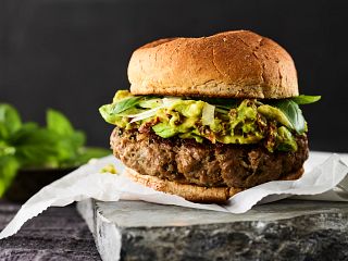 Tuscan Burgers & Avocado-Tomato Spread