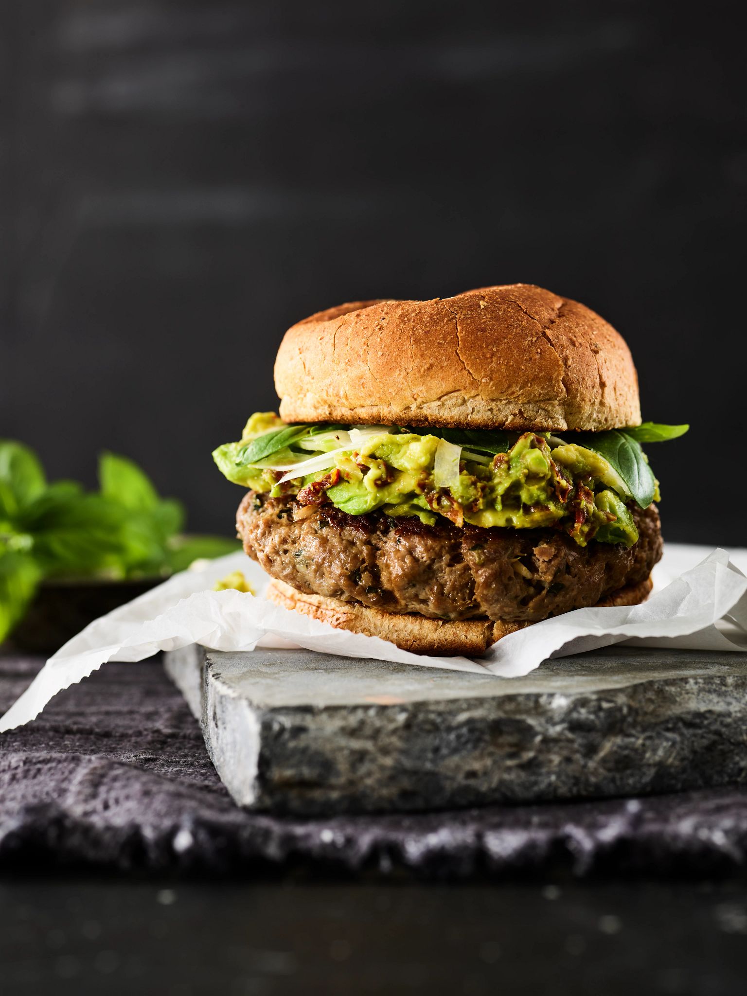 Tuscan Burgers & Avocado-Tomato Spread