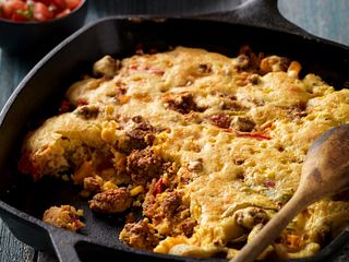 Easy Mexican-Style Beef Sausage Cornbread Skillet