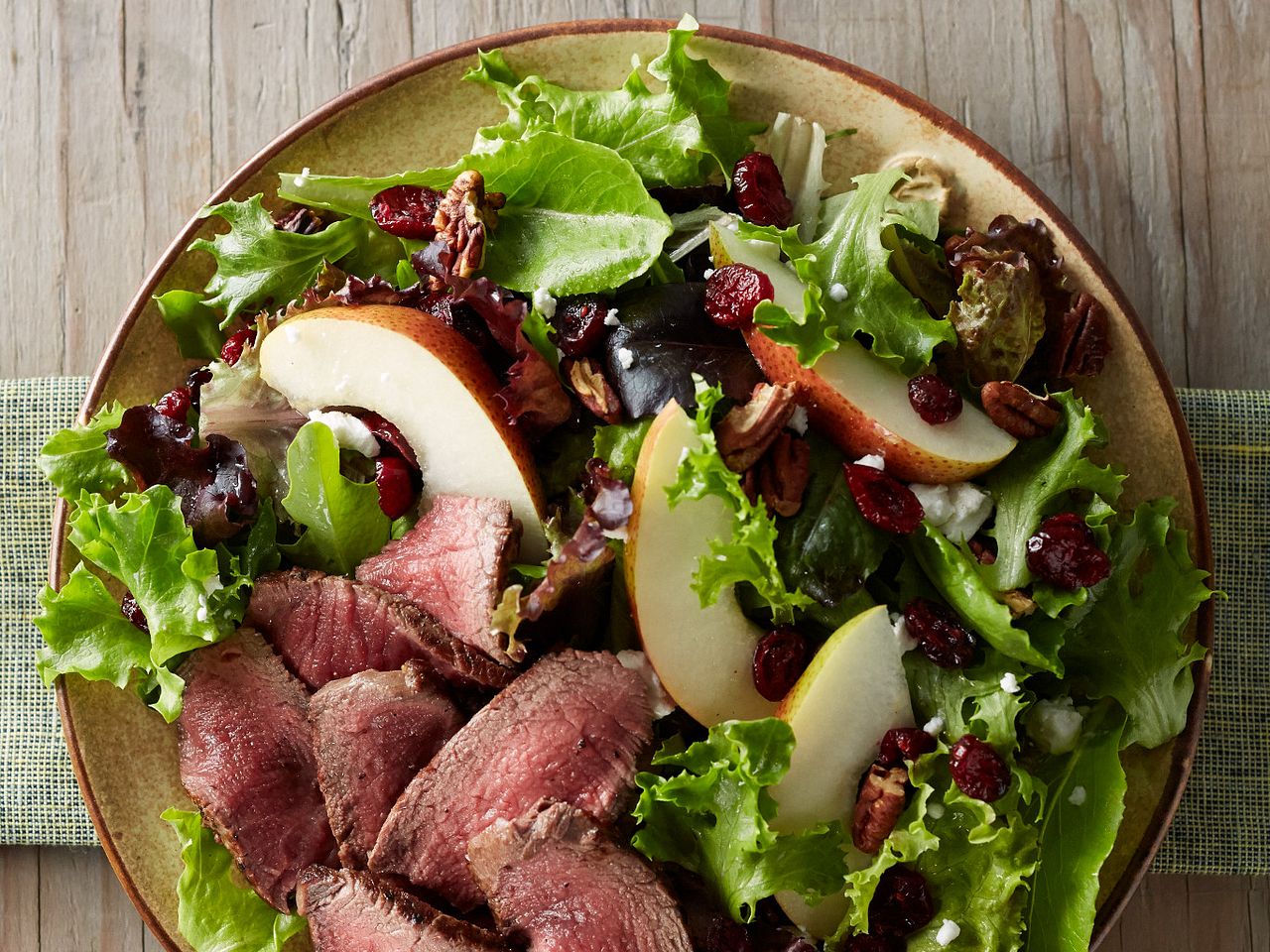 Tenderloin, Cranberry and Pear Salad with Honey Mustard Dressing