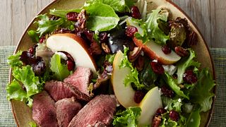 Tenderloin, Cranberry and Pear Salad with Honey Mustard Dressing