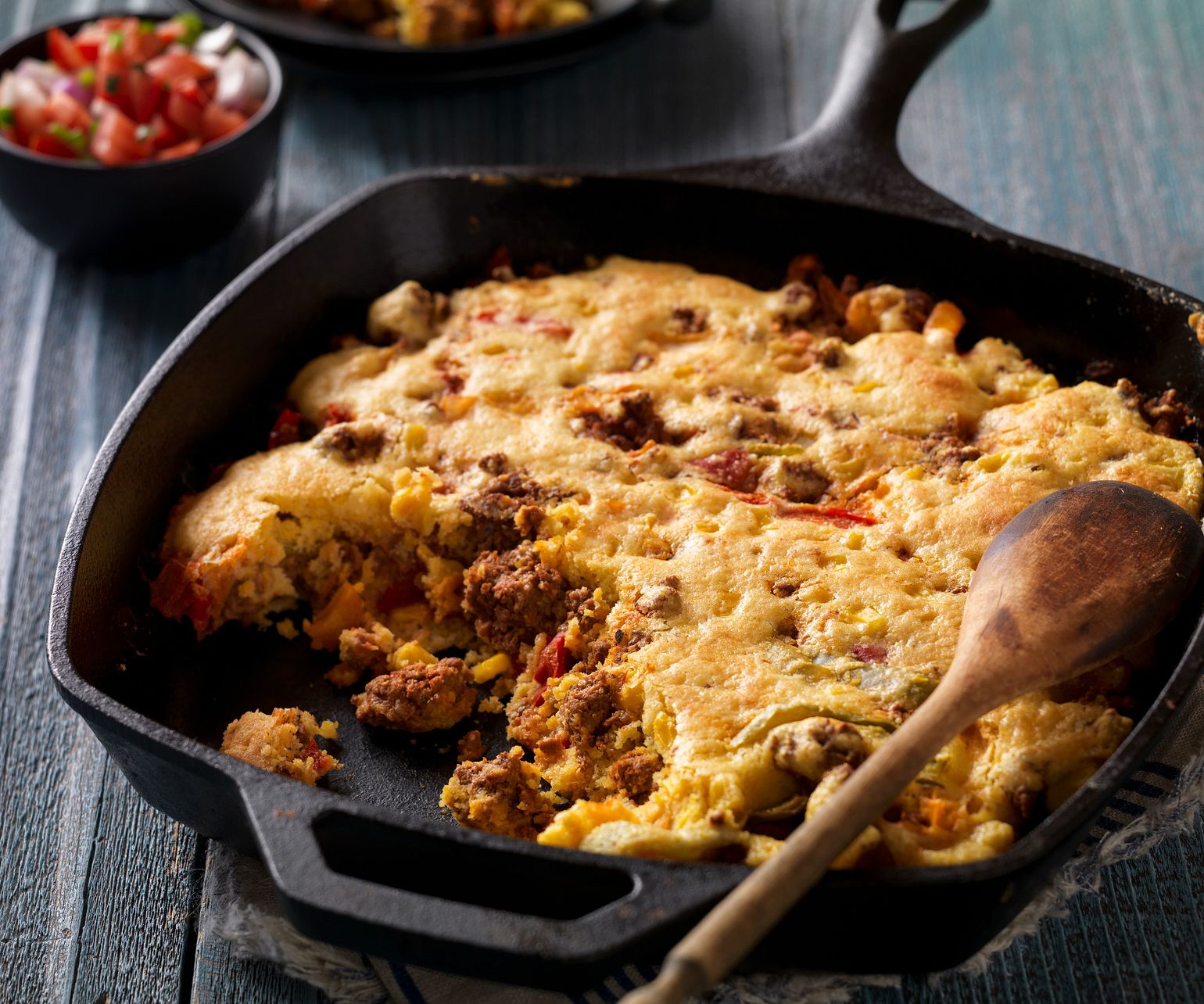 Easy Mexican-Style Beef Sausage Cornbread Skillet