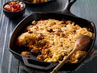 Easy Mexican-Style Beef Sausage Cornbread Skillet