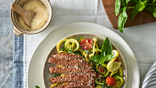 Blackened Cubed Steaks with Zoodles