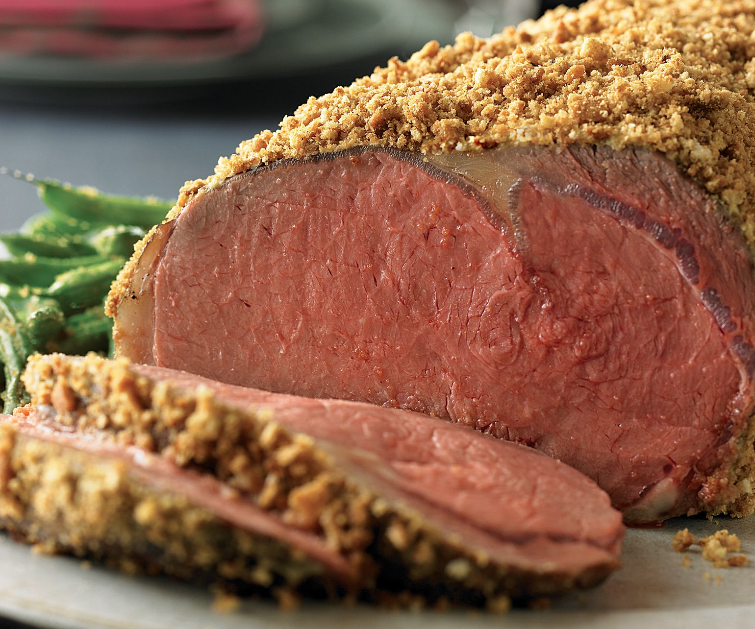 Ribeye Roast with Dijon Crust and Roasted Green Beans