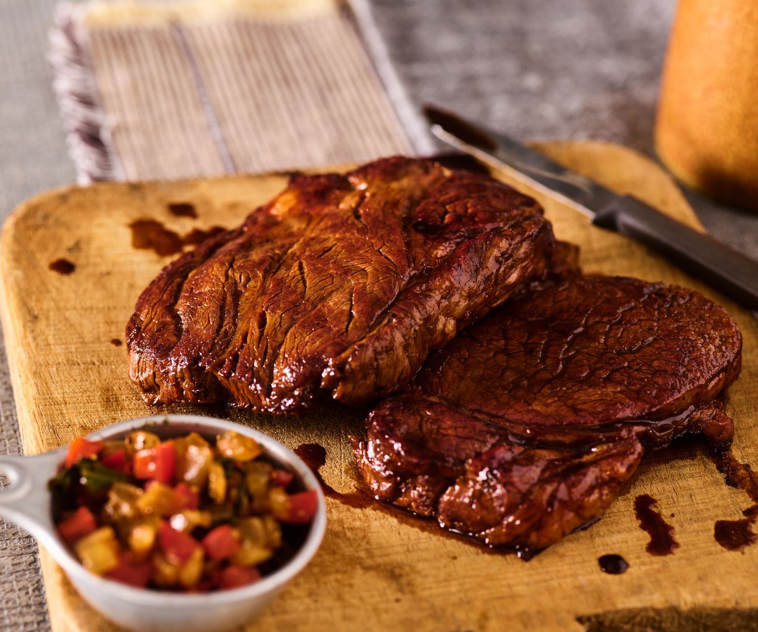 Blackstrap Steaks with Caramelized Onions