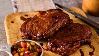 Blackstrap Steaks with Caramelized Onions