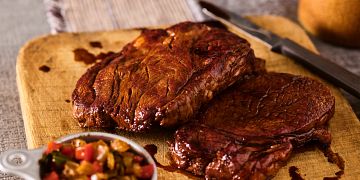 Blackstrap Steaks with Caramelized Onions