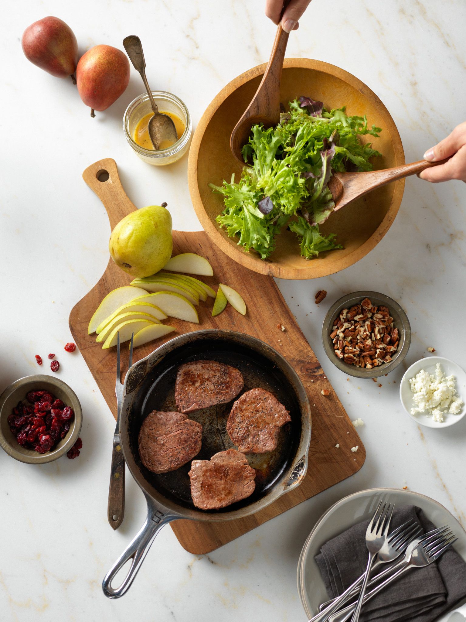 Tenderloin, Cranberry and Pear Salad with Honey Mustard Dressing Beef
