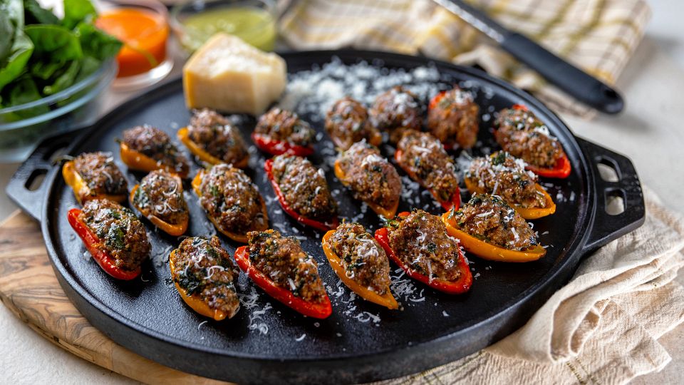 Beef & Couscous Stuffed Baby Bell Peppers