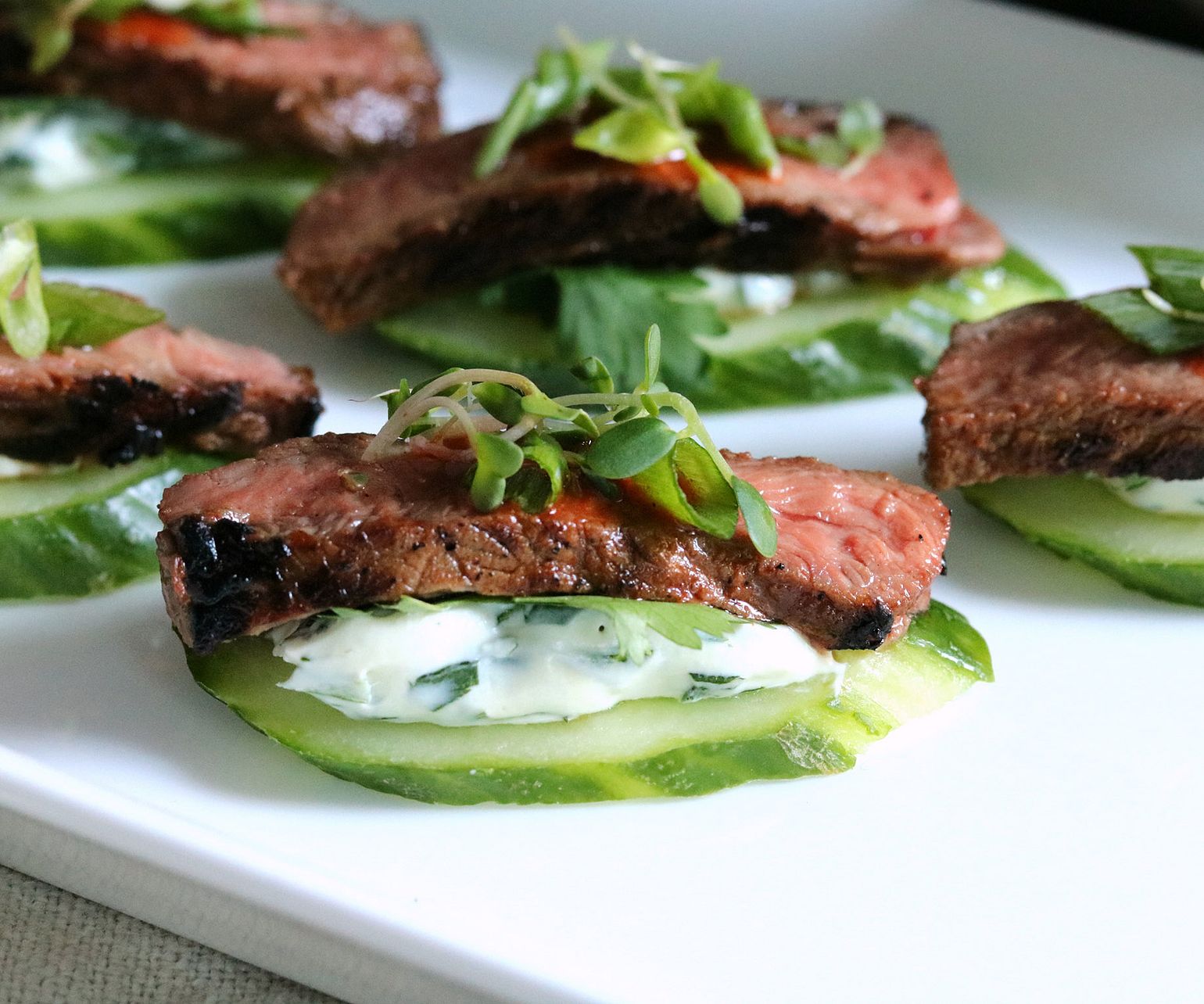 Spicy Korean Beef & Cucumber Appetizers