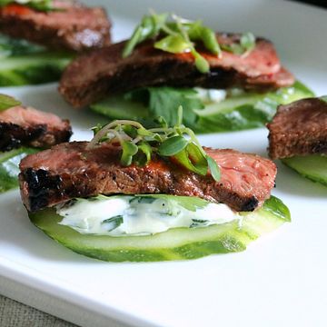 Spicy Korean Beef and Cucumber Appetizer