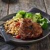 Sweet & Spicy Petite Sirloin Steaks with Vegetable Barley Risotto