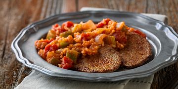 Creole Steak with Jambalaya Rice