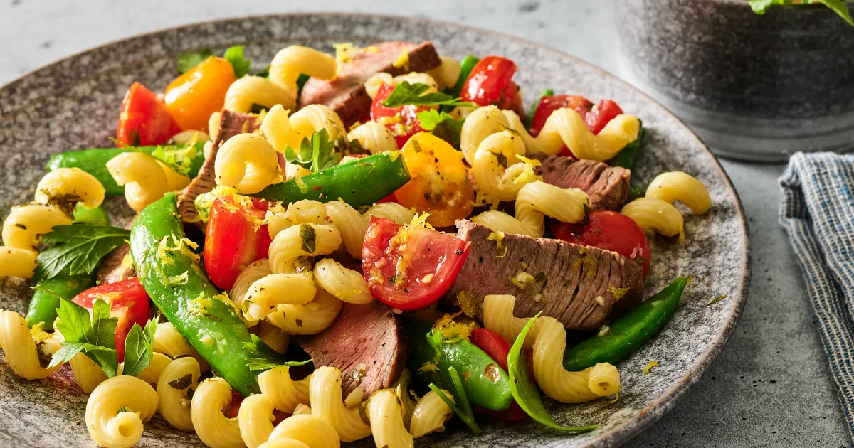 Sirloin with Sugar Snap Pea and Pasta Salad | Beef Loving Texans | Beef Loving Texans is your one-st